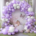 Purple White Balloon Arch Double Stuffed Pearl light Purple White Balloon Arch kit With Long Balloons for Wedding Bridal Baby Shower Birthday Engagement Party Decorations by Corvani