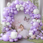Purple White Balloon Arch Double Stuffed Pearl light Purple White Balloon Arch kit With Long Balloons for Wedding Bridal Baby Shower Birthday Engagement Party Decorations by Corvani