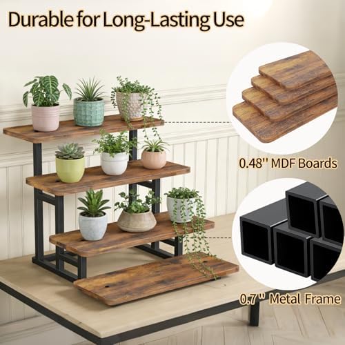Lilybud--lily Cupcake Stand for 50 Cupcakes, 4 Tier Wooden Risers Display Stands Stepped Dessert Table Display Set with Metal Frame Tiered Tray Stand Serving Trays for Party Farmers Market Display - Image 5