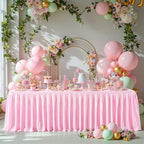 Wish Care Pink Satin Table Clothes for 6 Foot Rectangle Tables - 6FT Wrinkle Resistant Glitter Rectangle Tablecloths, Party Table Covers for Wedding Banquet, Baby Shower, Birthday, Holiday Dinner - Image 2