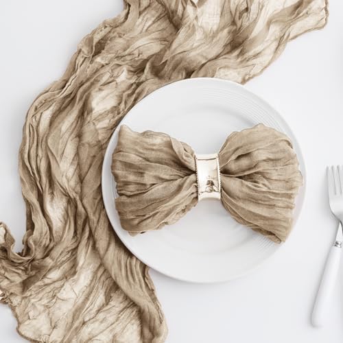 60 Pack Sand Cheesecloth Napkins 21x21 Inches Sand Cloth Napkins Set of 60 Washable Dinner Table Napkins for Wedding Rustic Boho Cotton Gauze Party Bridal Baby Shower Family Gathering Table Decor - Image 4