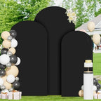 FOTSHARER Spandex Fitted Wedding Arch Cover Set of 3 Black Arch Covers Stretchy Backdrop 6FT 6.6FT 7.2FT Round Top Back drop Cover for Arches Stand Wedding Arch Cover Backdrop Fabric for Parties Decor - Image 2