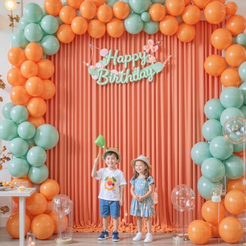 10x10 Orange Backdrop Curtain for Parties Wrinkle Free Orange Photo Curtains Backdrop Drapes Fabric Decoration for Wedding Birthday Party Baby Shower 5ft x 10ft,2 Panels by Tao-GePartyDecorations