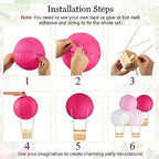 Namalu 24 Set Hot Air Balloon Table Centerpieces Baby Shower Party Decoration Paper Lanterns with Wooden Basket Sticks for Summer Birthday School DIY Craft(Hot Pink) - Image 3