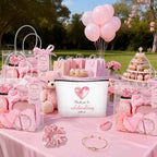 79 Pcs Baby Shower Game Prizes for Winners, Spa-Inspired Gift Set with "Thank You"-Makeup Bag, Jewelry Box, Eye Mask & Gift Bags for Baby Shower Game Prizes Wedding Bridal Shower Favors (Pink) - Image 6