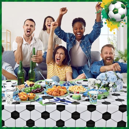 Ceenna 452 Pcs Soccer Party Supplies for 50 Guests, Soccer Paper Plates Napkins Cups Tablecloth Cutlery Straw Disposable Tableware for Men Birthday Sports Theme Day Party Decorations - Image 6