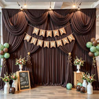 40x12ft Brown Backdrop Curtains for Parties Wrinkle Free Fabric Backdrop Curtain Birthday Photo Drapes Backdrop for Wedding Baby Shower Bridal Shower Photo Shoot Photography Back Drop 8 Panels 5x12FT - Image 2