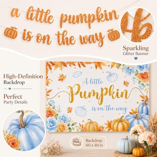 Little Pumpkin Baby Shower Decorations Boy, Fall Baby Shower Supplies Decor - Image 7
