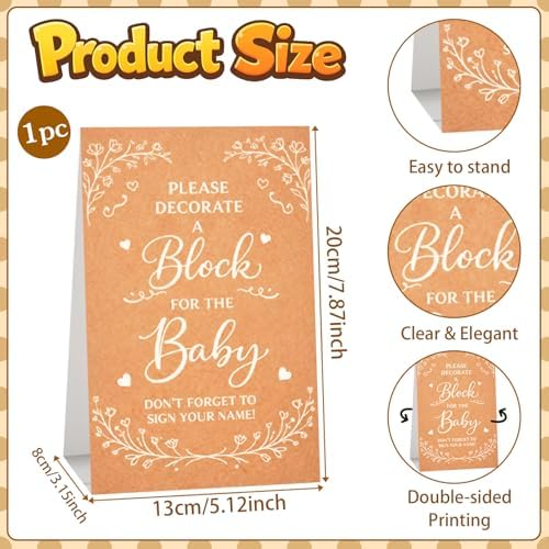152PCS Baby Shower Blocks to Decorate Game Kit Includes 52 Wooden Blocks 24 Drawing Pen 1 Game Sign 75 Design Templates to Paint for Baby Shower Games Gender Reveal & Birthday Decorations - Image 5