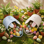 Hushee 4 Packs Easter Bunny Basket for Kids, Colorful Rabbit Woven Bag for Egg Hunts, Egg Filled Tote Bag with Handle for Boys Girls Toddler Baby Infant Easter Party Game Favors Personalized Gift - Image 5