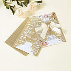 25Pcs Glitter Laser Cut Wedding Invitations with Envelopes and Rsvp Cards - Image 6