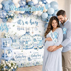 Baby Boy Shower Decorations, All-in-One Set with Boy Baby Shower Plates and Napkins, Balloon Arch, Cake Topper, Balloon Box, Banner, Tablecloth, Baby Shower Decorations Boy Serves 20 - Image 3