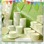 Vesici 150 Pcs Ice Cream Cups Gingham Party Supplies, 10 oz, Sage Green - Image 4