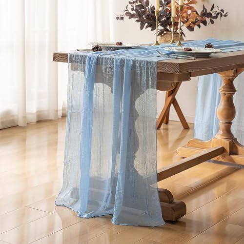 10Pcs Light Blue Cheesecloth Table Runner 120 Inches for Party Home Decor - Image 2