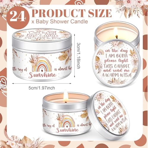 MTLEE Boho 24 Pcs Baby Shower Party Favors Candles Lavender Scented Baby Shower Favors for Guests Rustic Tealights Candles Gender Reveal Return Gifts(Khaki, 1.2 oz) - Image 2
