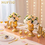 NUPTIO Flower Balls Wedding Table Centerpieces, Peachy Champagne & White - Image 3