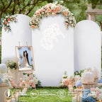 Wedding Arch Backdrop Cover Set of 3, White and Blue Double Color Arch Stand Cover, 7.2FT, 6.6FT, 6FT Spandex Fitted Arch Covers for Wedding Baby Shower Party Banquet Photography Background Decoration - Image 3