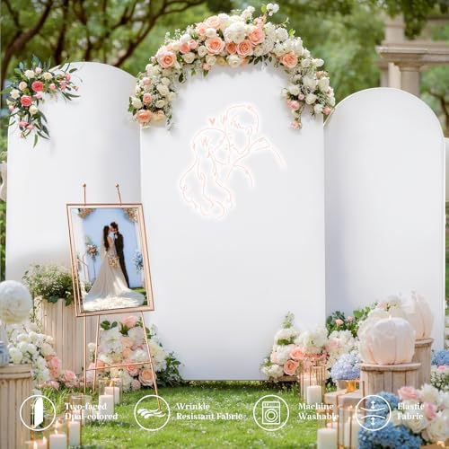 Wedding Arch Backdrop Cover Set of 3, White and Blue Double Color Arch Stand Cover, 7.2FT, 6.6FT, 6FT Spandex Fitted Arch Covers for Wedding Baby Shower Party Banquet Photography Background Decoration - Image 3