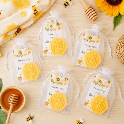 60 Set Bee Themed Baby Shower Favors for Guest Honeycomb Soap, Including Honey Soap with Thank You Card Gift Bags, Return Gifts for Gender Reveal Party Decorations Baby Shower Gifts Souvenirs Prizes - Image 7