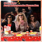 Funnymoom 452 Pcs Movie Night Party Decorations Supplies Set Include Movie Theme Birthday Paper Plates Napkins Cups Tablecloth Cutlery Straws for Now Showing Red Carpet Birthday Party - Image 4
