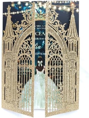20PCS Laser Cut Wedding Invitations,Wedding Invitation Card Pocket,Quince Invites,Sweet 16 Invitations,Quinceanera Invitations,Laser Cut Invitations For All Occasions by JOACHUUY