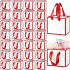 Yeaqee 100 Pcs Mini Metallic Paper Gift Bags with Handle, White, Red by Yeaqee