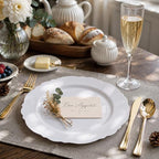 WDF 60pcs White Plastic Plates -10.25inch Baroque White Disposable Dinner Plates for Upscale Parties/Wedding - Image 4