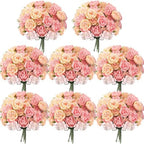 Geosar 8 Bundles Artificial Peonies Flowers,Pink, Yellow by Geosar