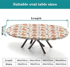 Cartoon Christmas Gnomes & Sweet Fabric - Red Print Oval Tablecloth Fitted Waterproof & Stain Resistant Elastic for Dining Table Buffet Parties and Camping Fits for 54" x 76" Oval Table - Image 4