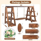 Wisreach Wooden 3 Tier Cupcake Stand with Swing and Flower Decoration Serving Removable Tray Display Serving Ladder Foldable Stand with Serving Platter Tray Party Food Display Set for Cake Snack Fruit Chips Bread Centerpieces Catering - Image 5