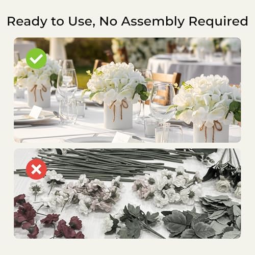 Auihiay 10PCS Flower Centerpieces for Tables, White Hydrangeas and Roses - Image 5