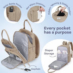 RUVALINO Baby Diaper Bag Backpack with Changing Pad, Waterproof, Clay - Image 3