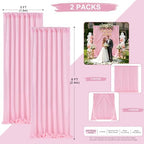 Pink Backdrop Curtains 10ftx8ft Birthday Polyester Photo Drapes - Image 3