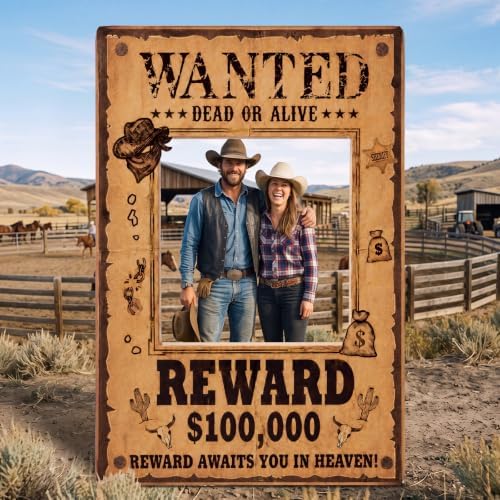 Funrous 5.4 ft Western Wanted Photo Booth Stand up - Image 5