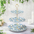 Lallisa 3 Tier Blue Hydrangea Cake Stand 10", 9" and 7" Ceramic Serving Tray Dessert Cupcake Display Holder Tower for Wedding Baby Bridal Shower Tea Party Decoration by Lallisa