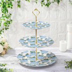 Lallisa 3 Tier Blue Hydrangea Cake Stand 10", 9" and 7" Ceramic Serving Tray Dessert Cupcake Display Holder Tower for Wedding Baby Bridal Shower Tea Party Decoration by Lallisa