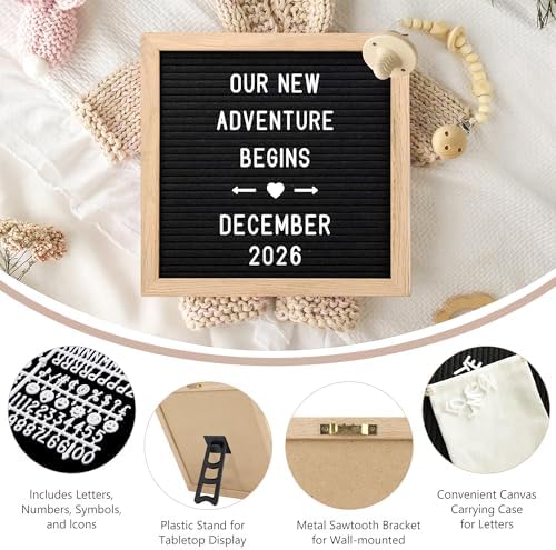 Pregnancy Announcement, Coming Soon Baby Announcement For Grandparents Dad Husband Family, Pregnancy Reveal Ideas, Gender Reveal Baby Shower Gifts -Felt Letter Board, Onesie, Booties, Wooden Sign - Image 4
