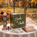 BreezeHug 10" Dusty Green Acrylic Wedding Card Box with Slot & Lock by Unknown