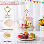 Patelai 8 Pack Plastic 3 Tier Cupcake Stand Holder, Cream White - Image 2