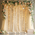 Tulle Backdrop Curtains with Lights Sheer Champagne Curtain Backdrop 20x8ft by Fomcet