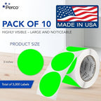 Perco Neon Green Perforated Round Circle Dot Sticker 3-Inch Labels — 10 Rolls, 5,000 Stickers—Available, Ready & Promo Signage, High Visibility, Strong Adhesive —Made in USA - Image 2