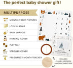 Pondering Pine Organic Baby Monthly Milestone Blanket Boy - Growth Age Blanket for 1-12 Months Milestones with Month Marker Frame and Newborn Announcement Disc, Woodland, Bear, 47”x47” - Image 5
