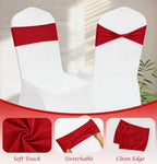 Red Chair Sashes Bows100 Pcs Red Chair Sashes Elastic Chair Cover Bands Ties Without Buckle for Wedding Birthday Party Ceremoney Events Decoration - Image 3