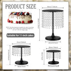 Metal Cake Stand Set with Crystal Pendants - Elegant Dessert Table Display for Weddings, Birthday Parties, Baby Showers, Events - Sturdy Crystal Bling Cupcake Stands for Pastries, Sweets, Decorations (Black, Set of 6) - Image 2