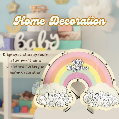 Boho Rainbow Baby Shower Guest Book Alternative Wooden Drop Box Frame - Image 3