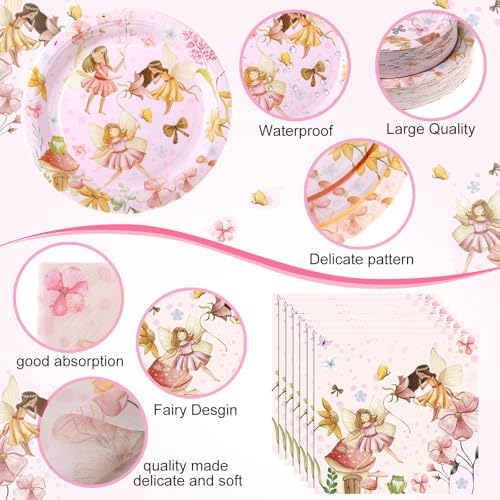 Potchen 452 Pcs Fairy Party Supplies Serve 50, Pink - Image 3