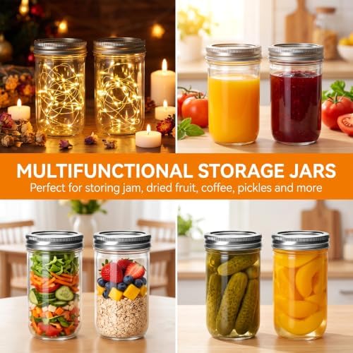 Accguan 12 oz Glass Mason Jars with Lids,24 Pcs Pickle Jars with Stickers - Image 5
