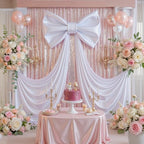 Giant Bow for Backdrop Big White Bow 120x48 Inch Large Satin Ribbon Bow Wall Decor for Wedding Birthday Baby Shower Party Photo Booth, Washable Reusable Fabric Bow for Nursery Bedroom Door Hanging - Image 3