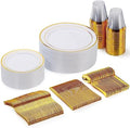Goodluck 150 Pieces Gold Disposable Plates for 25 Guests by GoodLuck