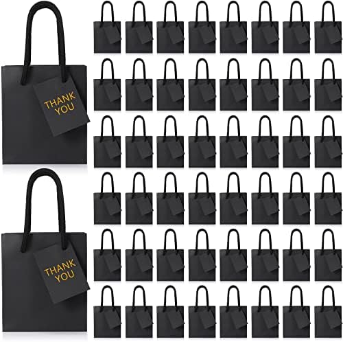 Zhehao 50 Pack Mini Gift Bags Bulk with Handles and Tags,Black by Zhehao